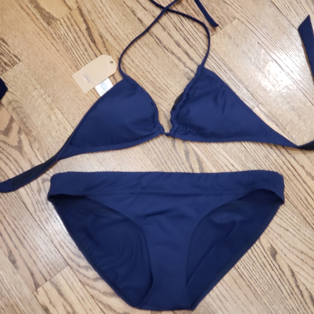 NWT Lands' End Deep Sea Blue String bikini set
